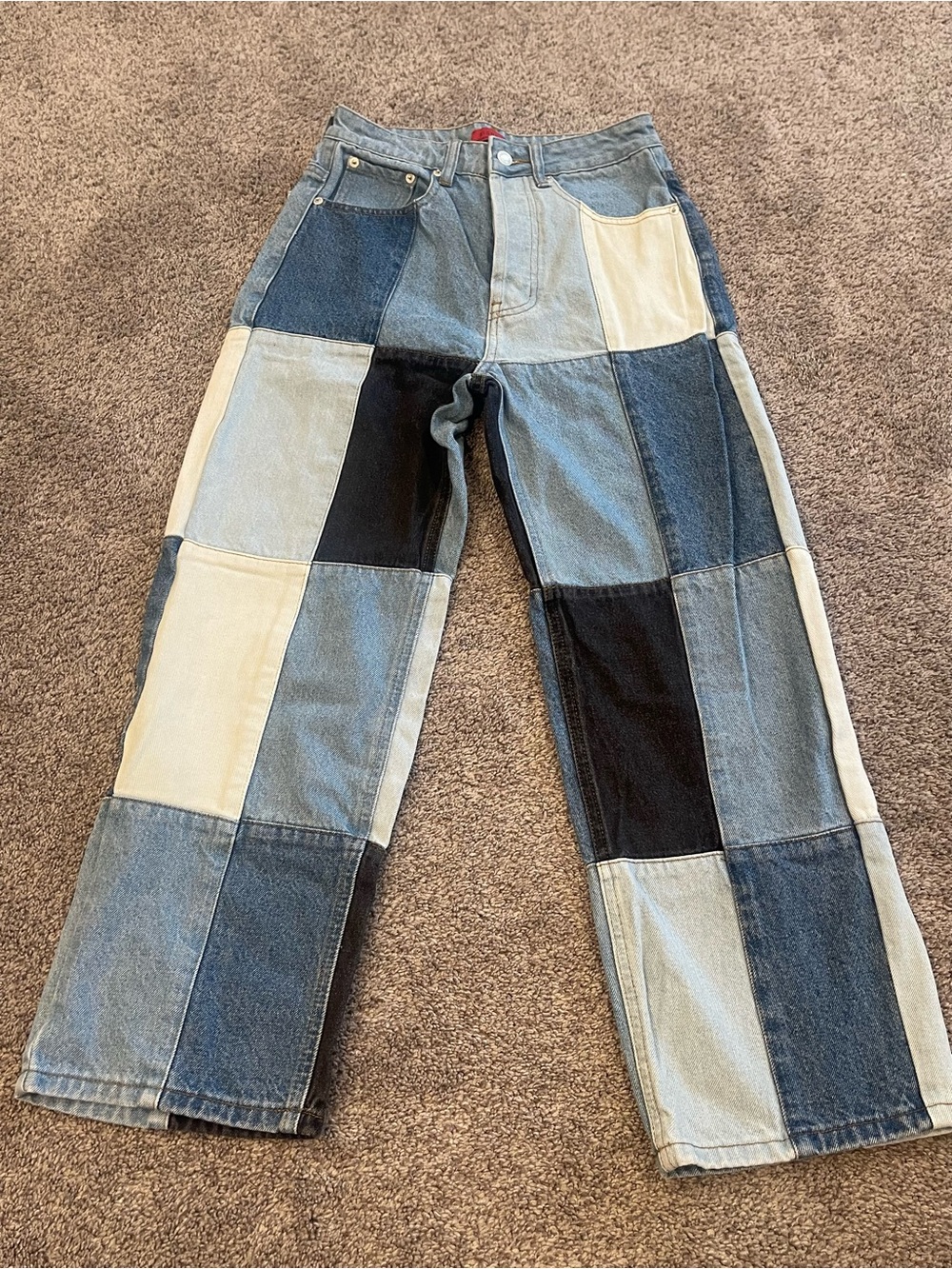 Signature 8 Patchwork Colorblock Wide Leg Jeans Women’s Small Y2K Denim Pants